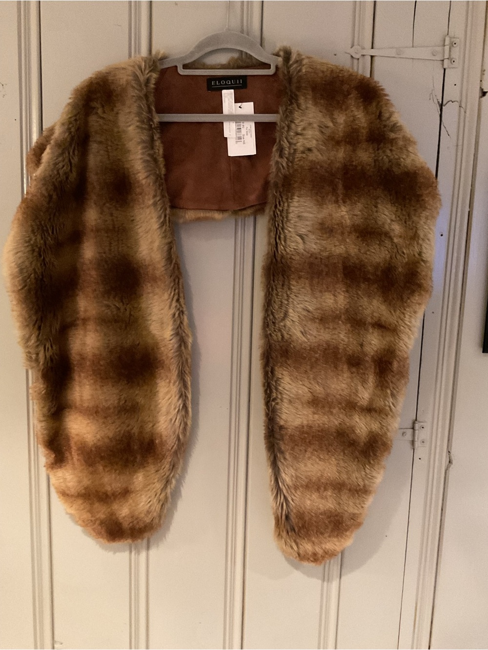 Eloquii Faux Fur Shawl in Warm Brown Tones